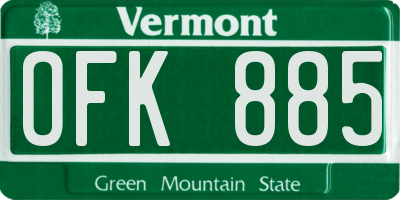 VT license plate OFK885