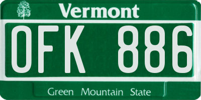 VT license plate OFK886