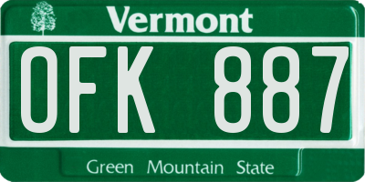 VT license plate OFK887