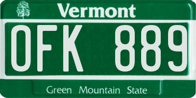 VT license plate OFK889