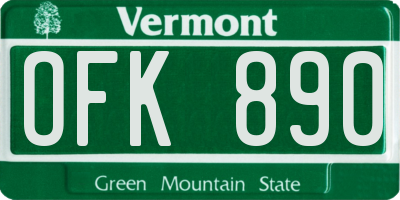 VT license plate OFK890