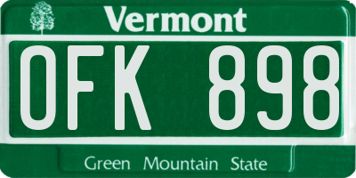 VT license plate OFK898