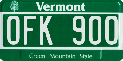 VT license plate OFK900