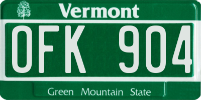 VT license plate OFK904