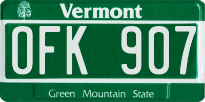 VT license plate OFK907