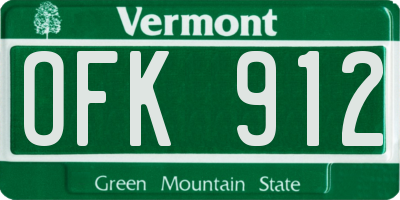 VT license plate OFK912