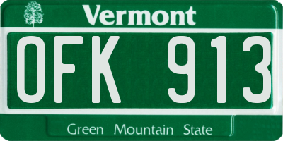 VT license plate OFK913