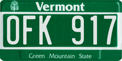 VT license plate OFK917