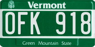 VT license plate OFK918