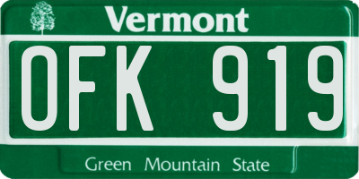 VT license plate OFK919