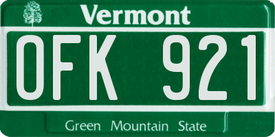 VT license plate OFK921