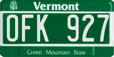 VT license plate OFK927