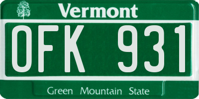 VT license plate OFK931