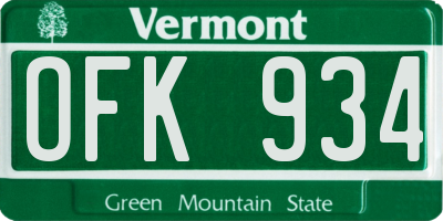 VT license plate OFK934
