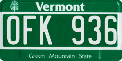 VT license plate OFK936