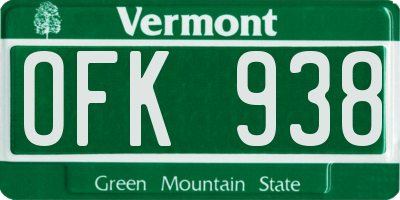VT license plate OFK938