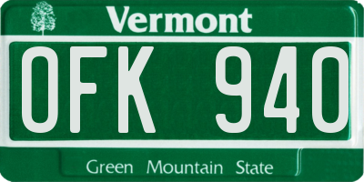 VT license plate OFK940