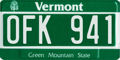 VT license plate OFK941
