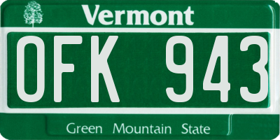 VT license plate OFK943