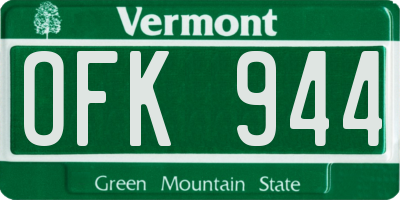 VT license plate OFK944