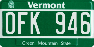 VT license plate OFK946