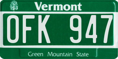 VT license plate OFK947