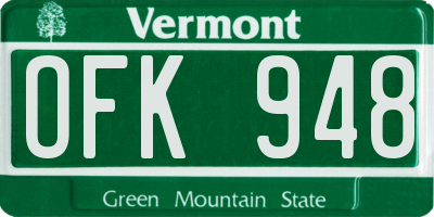VT license plate OFK948