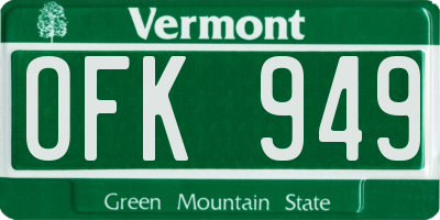 VT license plate OFK949