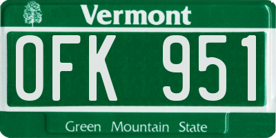 VT license plate OFK951