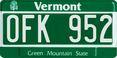 VT license plate OFK952