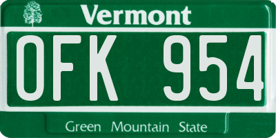 VT license plate OFK954