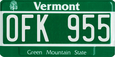 VT license plate OFK955
