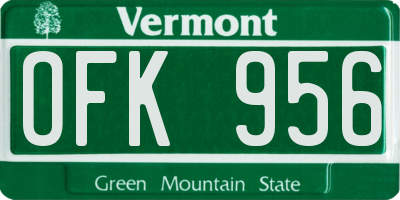 VT license plate OFK956