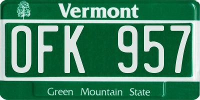 VT license plate OFK957