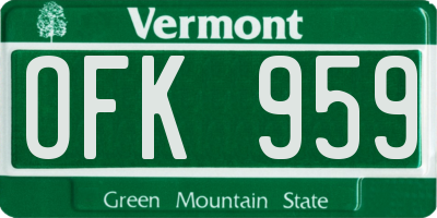 VT license plate OFK959