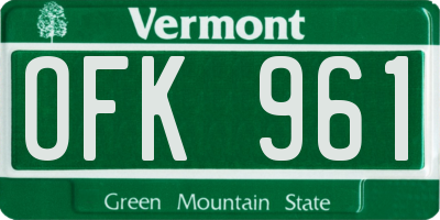 VT license plate OFK961