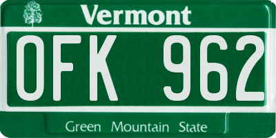 VT license plate OFK962