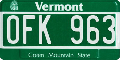 VT license plate OFK963