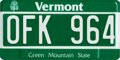 VT license plate OFK964