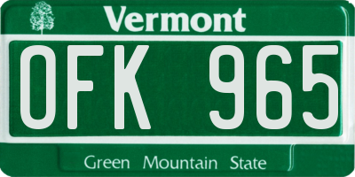 VT license plate OFK965