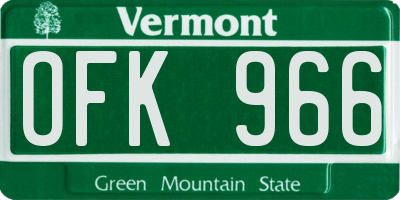 VT license plate OFK966