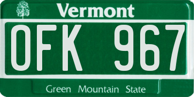 VT license plate OFK967