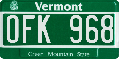 VT license plate OFK968