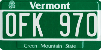 VT license plate OFK970