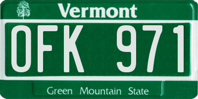 VT license plate OFK971