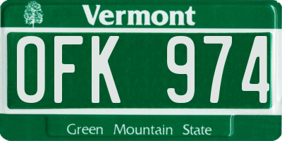 VT license plate OFK974