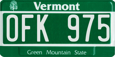 VT license plate OFK975