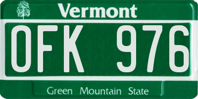 VT license plate OFK976