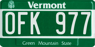 VT license plate OFK977