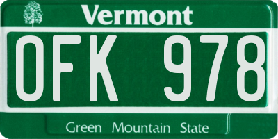 VT license plate OFK978
